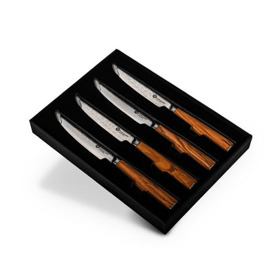 Damascus steel steak knife set KAMAZAKI, 4 pcs. KZI001SET