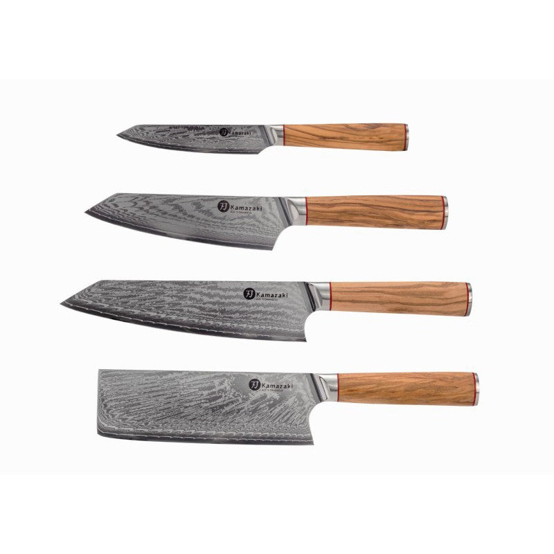 Damascus steel steak knife set KAMAZAKI, 4 pcs. KZI003SET