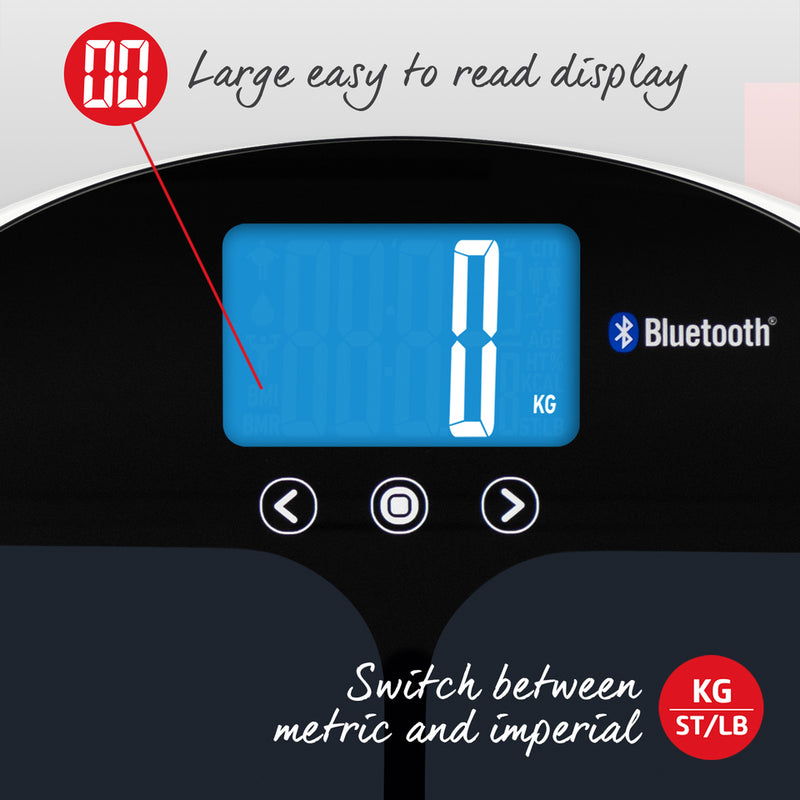 Salter 9192 BK3R Curve Bluetooth Smart Analyzer Bathroom Scale black
