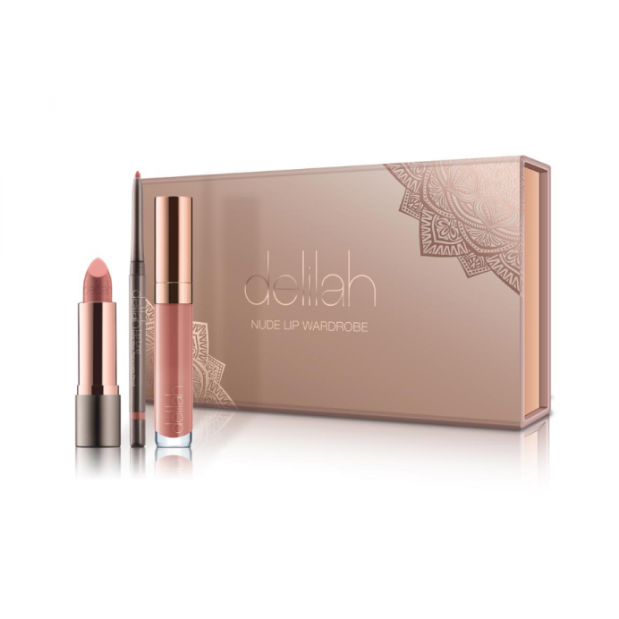 delilah NUDE LIP WARDROBE dekoratyvinės kosmetikos rinkinys lūpoms +dovana Hemp Seed aliejus