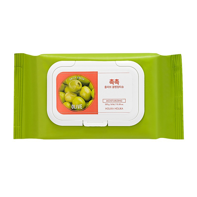 Drėgnos servetėlės makiažui valyti Holika Holika Daily Fresh Olive Cleansing Tissue
