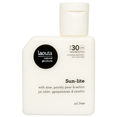 Moisturizing face sunscreen Laouta Sun Lite Oil Free Face Sunscreen LAO0039, light texture, SPF 30, 50 ml