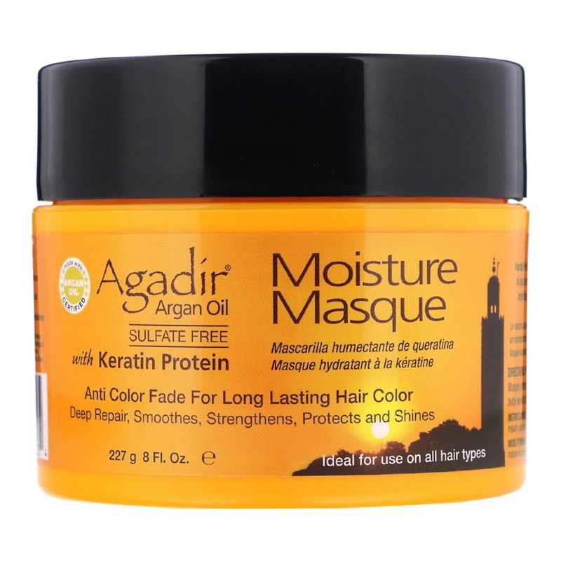 Agadir Argan Oil Moisture Hair Masque AGD2030 для восстановления волос, подходит для всех типов волос, содержит аргановое масло, 227 г 