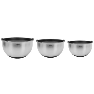 Bowl set Zyle ZY191MB, stainless steel, with lids