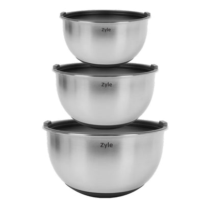 Bowl set Zyle ZY191MB, stainless steel, with lids