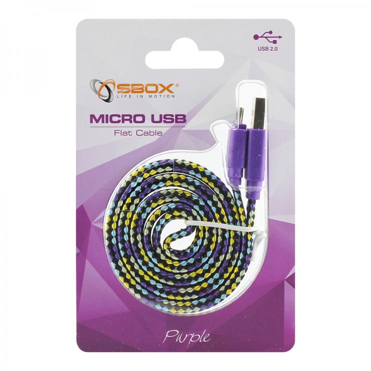 Sbox USB-&gt;Micro USB 2.0 M/M 1м цветной блистер фиолетовый
