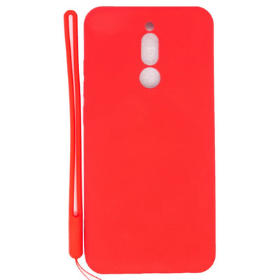 Xiaomi Redmi 8 Soft Touch силиконовый чехол с ремешком красный