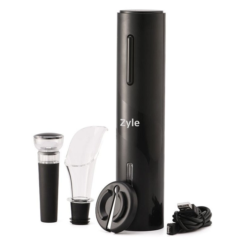 Zyle ZYKP1SET Electric Wine Bottle Opener Set, Includes Opener, Foil Cutter, Funnel and Vacuum