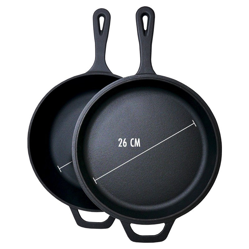 Сковорода чугунная эмалированная Zyle, черная, ZY226BKI, из двух частей, Ø26 см