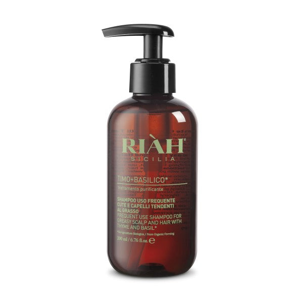 RIAH Frequent Use Shampoo With Thyme & Basil Šampūnas kasdieniam naudojimui, riebiai galvos odai, 200ml