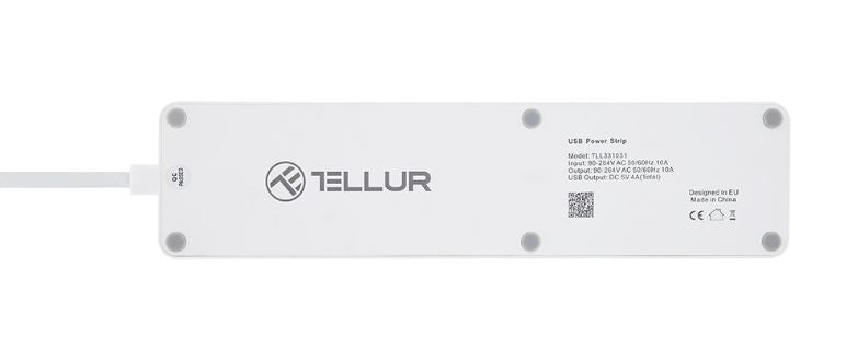 Удлинитель Tellur WiFi, 3 розетки, 4*USB 4А, 2200Вт, 10А, 1,8м