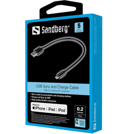 Sandberg 441-40 USB>Lightning MFI 0.2m Black
