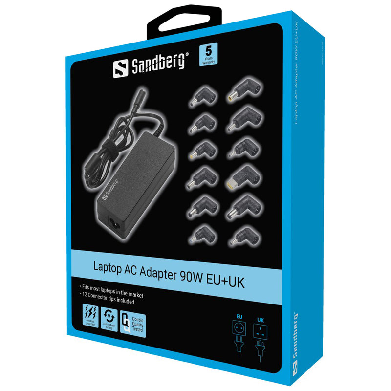 Сетевой адаптер для ноутбука Sandberg 135-78, 90 Вт, ЕС+Великобритания