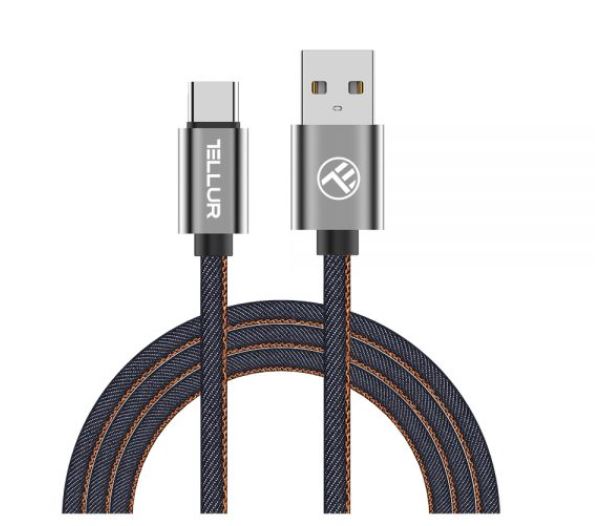 Кабель передачи данных Tellur, USB — Type-C, джинсовая ткань, 1 м