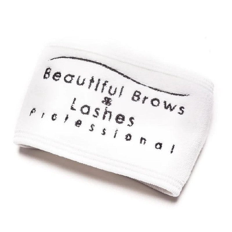 Beautiful Brows Branded Terry Headband, BB50138, white