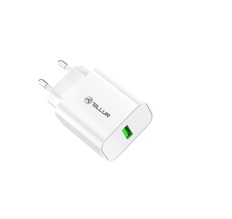 Настенное зарядное устройство Tellur USB-A 18 Вт с QC3.0 Белый