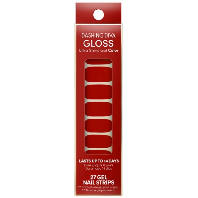 Наклейки с гелевым эффектом для ногтей Dashing Diva Gloss Color Gel Nail Strips Red Velvet GCU04 27 шт.