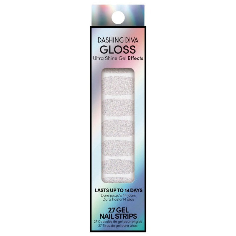 Gelio efekto lipdukai nagams Dashing Diva Gloss Color Gel Nail Strips Silver Powder GCU07 27 vnt
