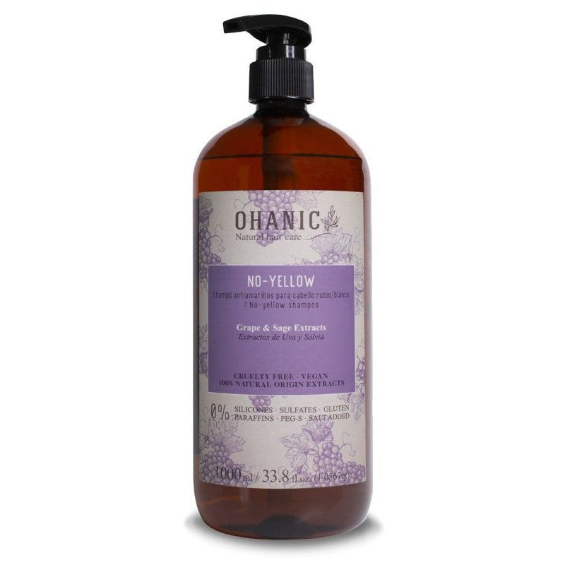 Geltonumą neutralizuojantis šampūnas šviesiems plaukams Ohanic No-Yellow Shampoo, 1000 ml OHAN04