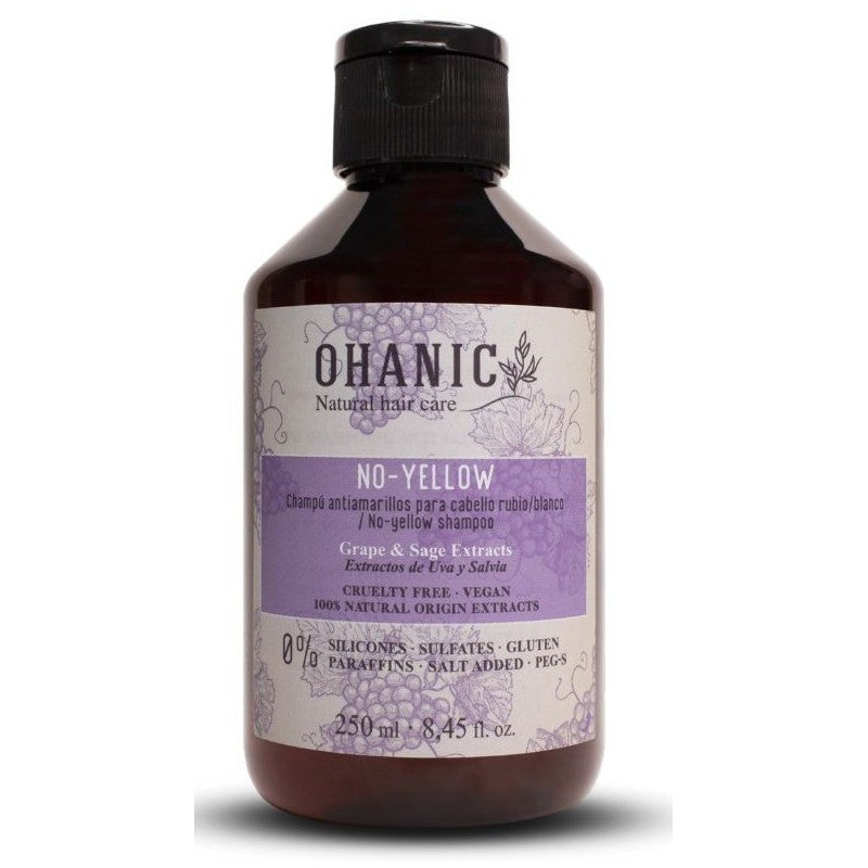 Geltonumą neutralizuojantis šampūnas šviesiems plaukams Ohanic No-Yellow Shampoo, 250 ml OHAN10