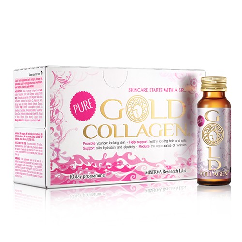 Gold Collagen Pure maisto papildas rekomenduojamas pastebėjus ankstyvuosius amžinius pokyčius 10x50 ml +dovana Previa plaukų priemonė