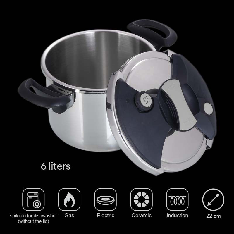 Pressure cooker Zyle ZY206PCS, 6 liter capacity, stainless steel