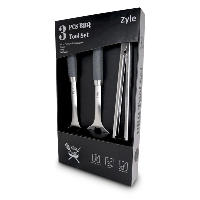 Zyle BBQ Tool Set, ZY100SET, 3 pcs. tools: brush, spatula, tongs