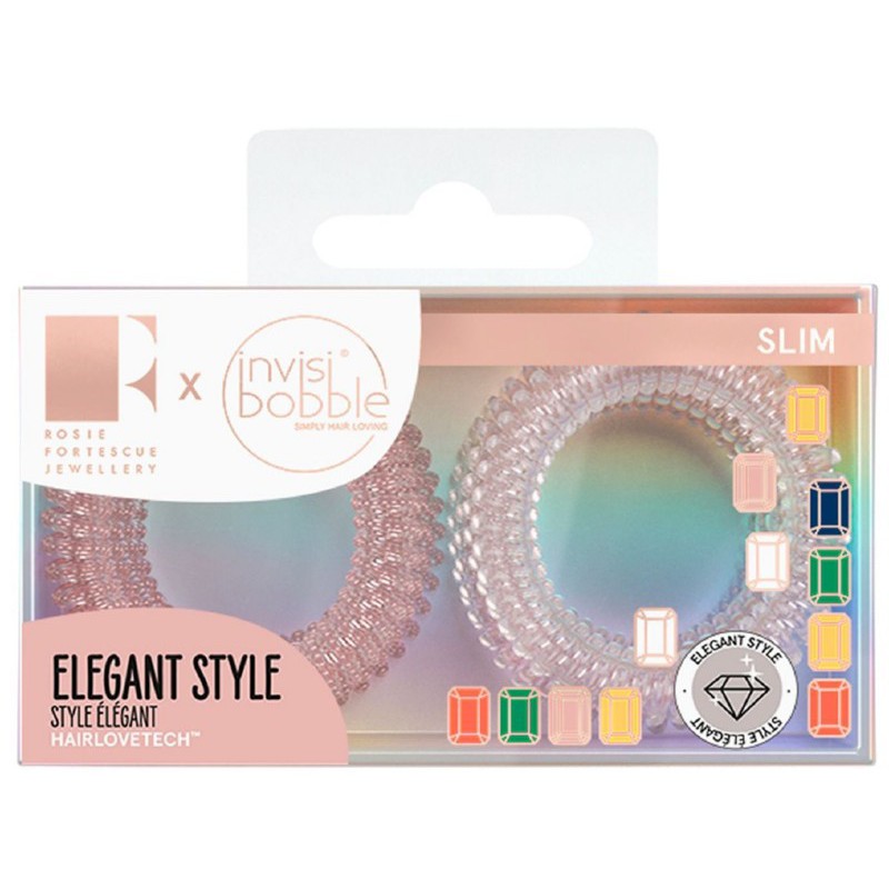 Set of hair ties Invisibobble Rosie Fortescue Jewelery Slim Pink Glasses IB-SL-RF10001, 8 pcs