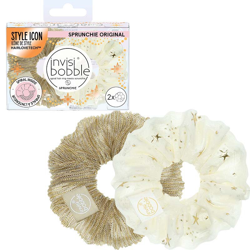 Set of hair elastics Invisibobble Sprunchie - Duo Bring on the Night Time To Shine IB-SP-TS-1-1001, 2 pcs.