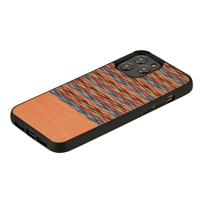 Чехол MAN&amp;WOOD для iPhone 12 Pro Max коричневый в клетку черный