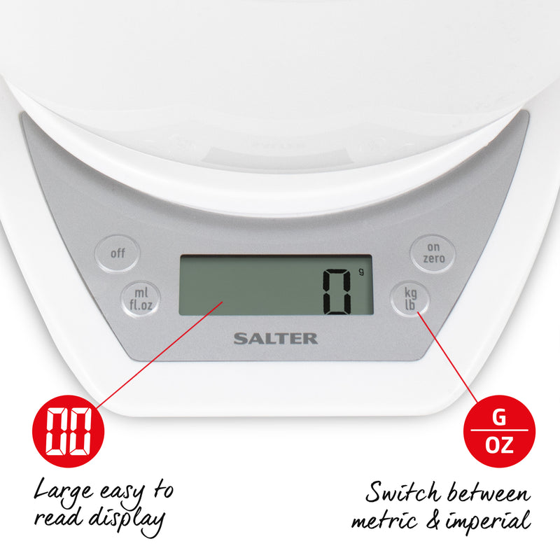 Цифровые кухонные весы Salter 1024 WHDR14 с двойной чашей для смешивания, белые