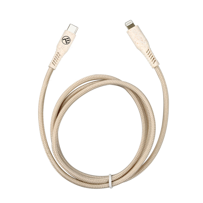 Tellur Green Data Cable Type-C To Lightning 2.4A PD20W 1m nylon Cream