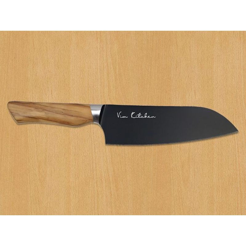 Японский поварской нож Santoku Satake Olive Black