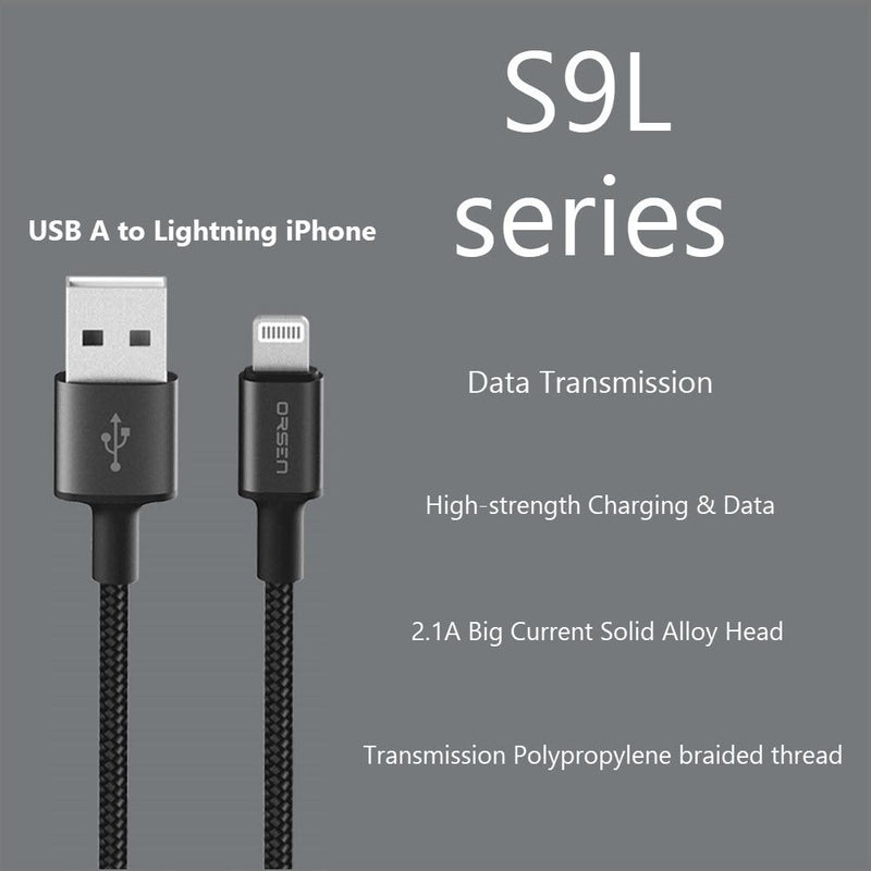 Orsen S9L USB A и Lightning 2.1A 1м черный