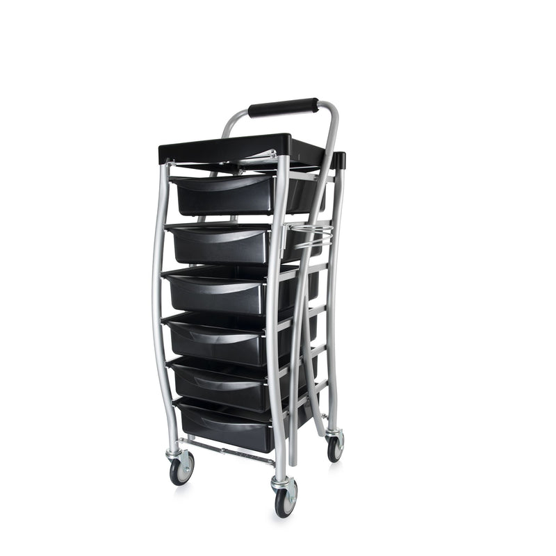 Labor Pro 6 skyrių kirpyklinis vežimėlis juodas