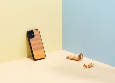 Чехол MAN&amp;WOOD для iPhone 12 mini с рисунком «елочка», оранжевый, черный