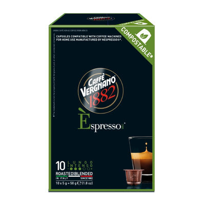 Coffee capsules Vergnano Espresso Lungo Intenso, degradable capsules