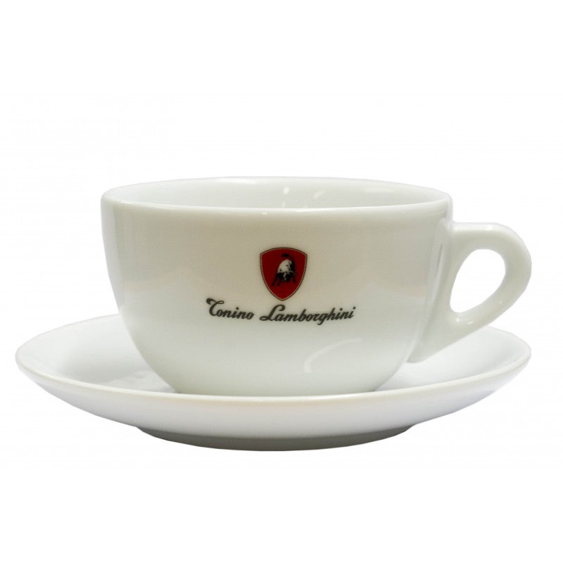 Ceramic latte cup Tonino Lamborghini Latte 548/WS, with saucer, white, 260 ml