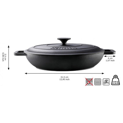 Cast iron pan with lid Skottsberg skillet 31.5cm