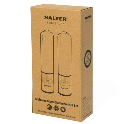 Salter 7722 SSTURA Stainless Steel Electronic Salt &amp; Pepper Mill Set