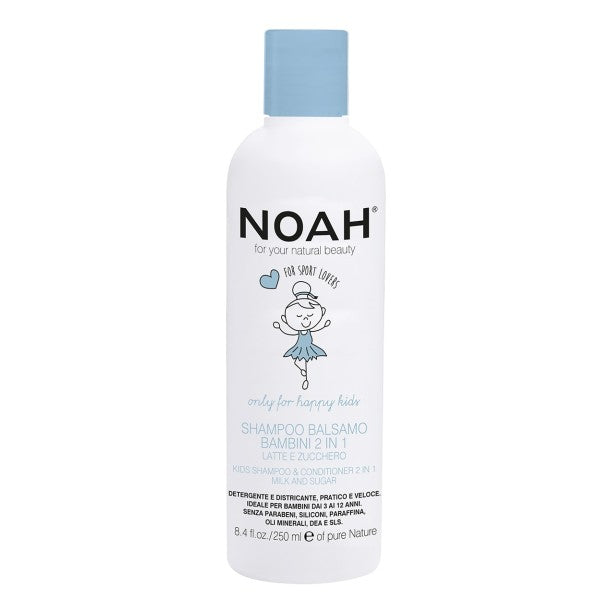 Noah Kids 2in1 Shampoo &amp; Conditioner Шампунь и кондиционер для детей с молоком и сахаром, 250мл 