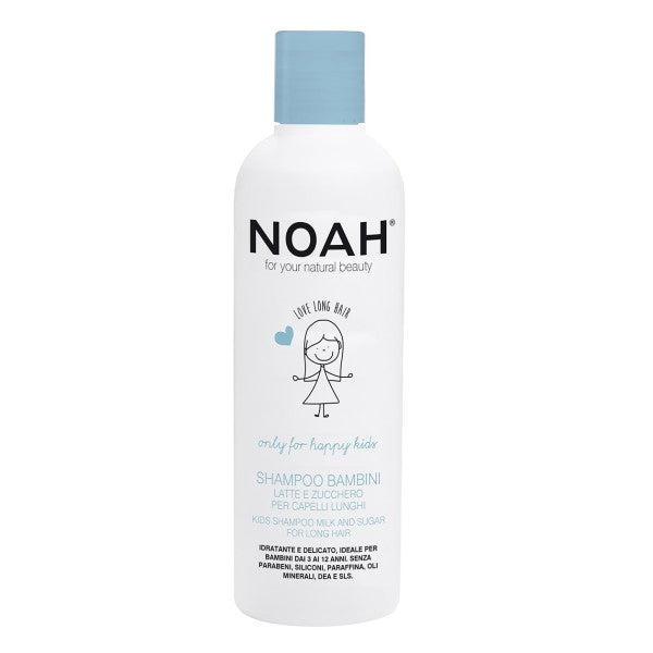 Noah Kids Shampoo Milk And Sugar For Long Hair Детский шампунь с молоком и сахаром для длинных волос, 250 мл