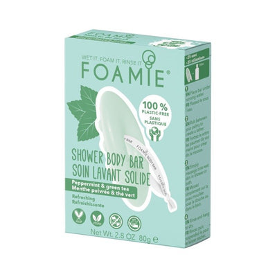 Твердый гель для душа Foamie 2 in 1 Body Bar Mint To Be Fresh FMBBMF1001, увлажняющий, с маслом перечной мяты и зеленым чаем