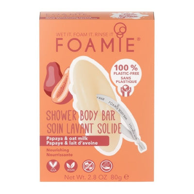 Kietasis kūno prausiklis Foamie 2 in 1 Body Bar Oat to Be Smooth FMBBOS1001, drėkinantis, su papajomis ir avižų pienu