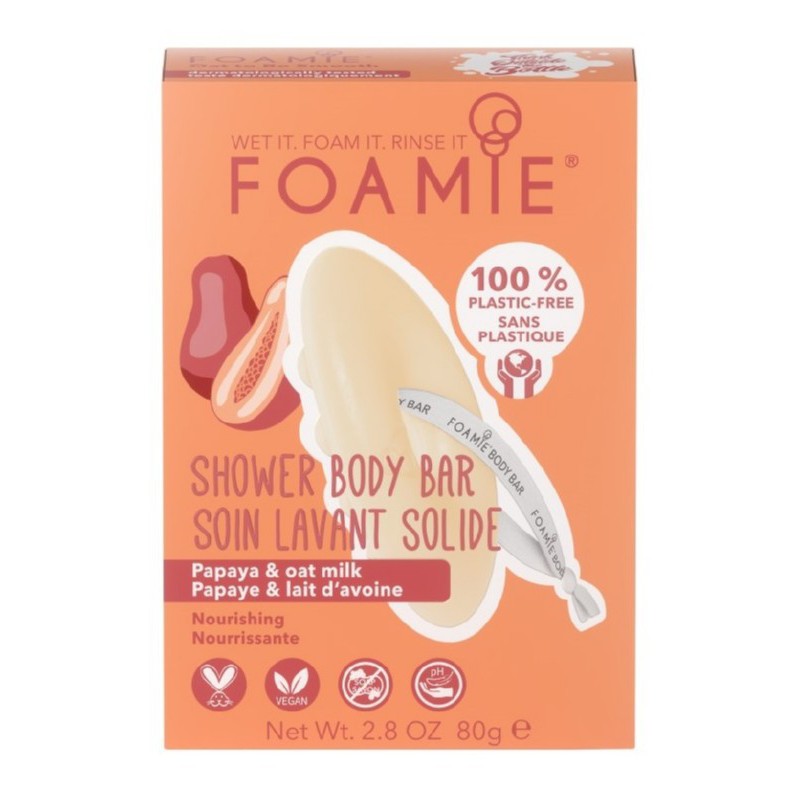 Твердый гель для душа Foamie 2 in 1 Body Bar Oat to Be Smooth FMBBOS1001, увлажняющий, с папайей и овсяным молочком
