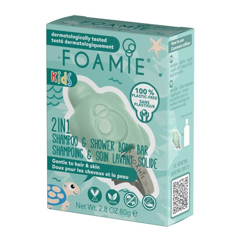 Foamie Kids 2 in 1 Shower Body Bar For Kids Turtelly Cool FMKDTB2001, suitable for skin and hair