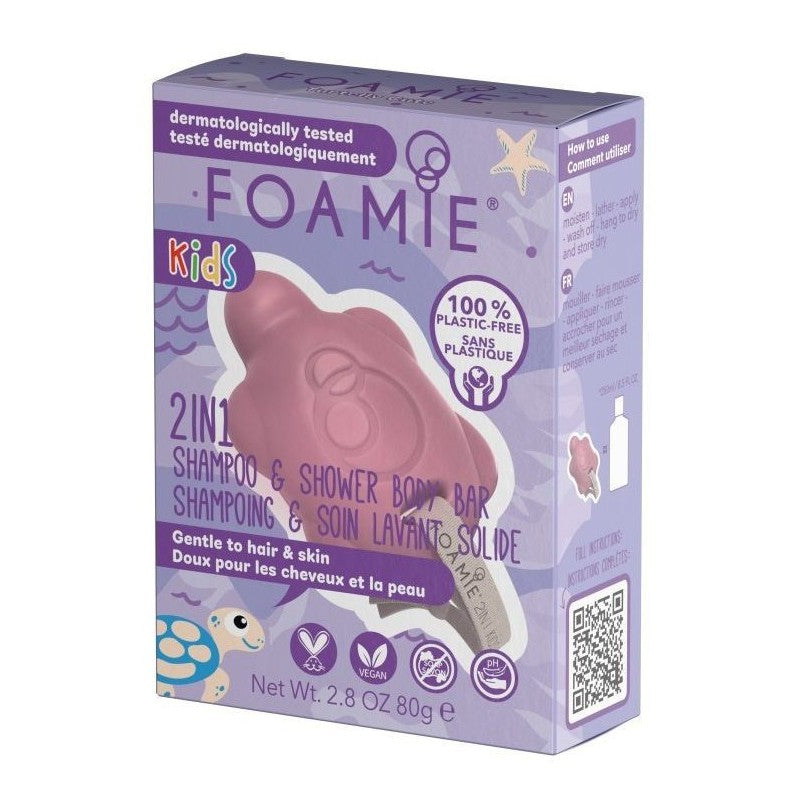 Foamie Kids 2 in 1 Shower Body Bar For Kids Turtelly Cute FMKDTG2001, suitable for skin and hair