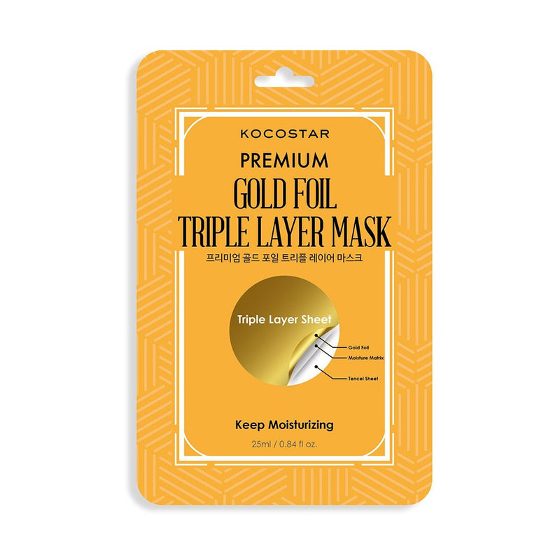 KOCOSTAR Тройная маска для лица с интенсивным волокном Тройная маска премиум-класса с золотой фольгой 