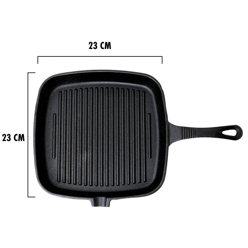 Square cast iron pan with grill surface Zyle 23 x 23 cm, ZY123KGFP