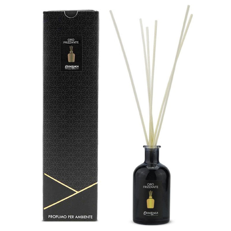 Home fragrance with sticks Erbolinea Prestige Oro Frizzante ERBAMBFRIZ100, 100 ml + gift Previa hair product